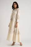 Buy_KAVERI_Off White 100% Linen Hand Screen Walk In The Clouds Amore Dress  _Online_at_Aza_Fashions