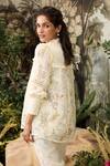 Shop_KAVERI_Off White 100% Linen Hand Screen Walk In The Clouds Top And Pant Set  _at_Aza_Fashions