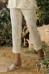 KAVERI_Off White 100% Linen Hand Screen Walk In The Clouds Top And Pant Set  _Online_at_Aza_Fashions