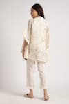 Shop_KAVERI_Off White 100% Linen Hand Walk In The Clouds Kaftan And Pant Set  _at_Aza_Fashions