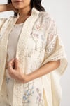 Shop_KAVERI_Off White 100% Linen Hand Walk In The Clouds Kaftan And Pant Set  _Online_at_Aza_Fashions