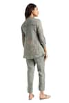 Buy_KAVERI_Green 100% Linen Hand Walk In The Clouds Karma Top And Pant Set  