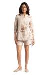 Buy_KAVERI_Beige 100% Linen Hand Walk In The Clouds Karma Top And Shorts Set  _Online_at_Aza_Fashions