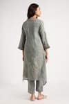 Shop_KAVERI_Green 100% Linen Hand Walk In The Clouds Fly Free Kurta And Pant Set  _at_Aza_Fashions