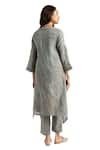 Shop_KAVERI_Green 100% Linen Hand Walk In The Clouds Fly Free Kurta And Pant Set  _Online_at_Aza_Fashions