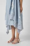 Shop_KAVERI_Blue 100% Linen Round Tulip Oil Painted Mykonos Midi Dress With Jacket  