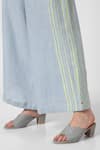 Buy_KAVERI_Blue 100% Linen V Neck Intersection Square Top And Pant Set  