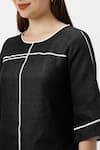 Shop_KAVERI_Black 100% Linen Plain Round Neck Cross Road Top With Pant  _Online_at_Aza_Fashions