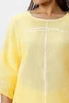 Buy_KAVERI_Yellow 100% Linen Plain Round Neck Cross Road Long Top With Pant  