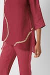 KAVERI_Wine 100% Linen Placement Hand Screen Forest Wiggle Top With Pant  _Online