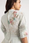 Shop_KAVERI_Beige 100% Linen Embroidery Floral High Round Peplum Top With Pant  _at_Aza_Fashions