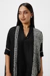 Buy_KAVERI_Black 100% Linen Print Foil Forest Land Boxy Square Dress With Inner  _Online_at_Aza_Fashions