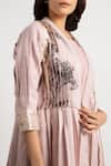 Shop_KAVERI_Pink 100% Linen Hand Screen Illusion Amanda Pattern With Dress  