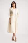 Buy_KAVERI_Off White 100% Linen Hand Screen Printed Illusion Amanda With Dress  _at_Aza_Fashions