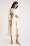 KAVERI_Off White 100% Linen Hand Screen Printed Illusion Amanda With Dress  _Online_at_Aza_Fashions