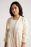 KAVERI_Off White 100% Linen Hand Screen Printed Illusion Amanda With Dress  _at_Aza_Fashions