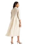 Buy_KAVERI_Off White 100% Linen Hand Screen Printed Illusion Amanda With Dress  