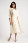 Shop_KAVERI_Off White 100% Linen Hand Screen Printed Illusion Amanda With Dress  