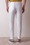 Shop_Lacquer Embassy_White Pure Linen Solid Grigio Plain Straight Fit Trouser  _at_Aza_Fashions