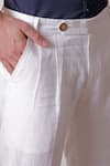 Shop_Lacquer Embassy_White Pure Linen Solid Grigio Plain Straight Fit Trouser  _Online_at_Aza_Fashions