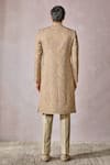 Shop_Tarun Tahiliani_Gold Suiting Embroidery Silk Thread Sherwani Trouser Set_at_Aza_Fashions
