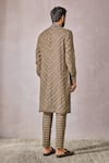 Shop_Tarun Tahiliani_Multi Color Linen Print Geometric Kurta With Trouser_at_Aza_Fashions