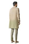 Tarun Tahiliani_Beige Cotton Moss Embroidered Yoke Abstract Hand Kurta With Trouser _at_Aza_Fashions