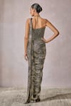 Shop_Tarun Tahiliani_Black Concept Saree Foil Jersey Embellished Pearl Metallic With Corset _at_Aza_Fashions