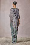 Shop_Tarun Tahiliani_Green Foil Jersey Printed Phulkari Round Neck Kaftan_at_Aza_Fashions