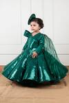 Buy_Lil Angels_Green Samo Silk Lace Metallic Embellished Gown _at_Aza_Fashions