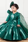 Lil Angels_Green Samo Silk Lace Metallic Embellished Gown _Online_at_Aza_Fashions