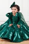 Lil Angels_Green Samo Silk Lace Metallic Embellished Gown _at_Aza_Fashions