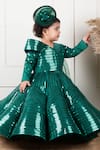 Shop_Lil Angels_Green Samo Silk Lace Metallic Embellished Gown 