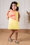 Buy_Lil Angels_Yellow Scuba Bow One Shoulder Short Dress _Online_at_Aza_Fashions