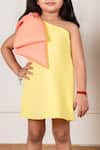 Shop_Lil Angels_Yellow Scuba Bow One Shoulder Short Dress _Online_at_Aza_Fashions