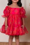 Lil Angels_Pink Organza Abstract Pattern Frock _Online_at_Aza_Fashions