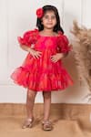 Lil Angels_Pink Organza Abstract Pattern Frock _at_Aza_Fashions