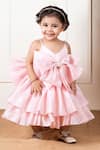 Buy_Lil Angels_Peach Satin Organza Bow Double Layered Dress