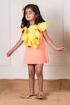 Shop_Lil Angels_Peach Scuba Ruffle Detailed Straight Short Dress _Online_at_Aza_Fashions