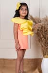 Lil Angels_Peach Scuba Ruffle Detailed Straight Short Dress _at_Aza_Fashions