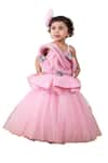 Lil Angels_Pink Dupion Embellished Sequin Draped Butterfly Gown_Online_at_Aza_Fashions