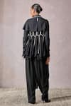 Shop_Tarun Tahiliani_Black Top Handwoven Textured Collar And Dhoti Pant Set _at_Aza_Fashions