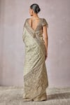 Shop_Tarun Tahiliani_Green Blouse Silk Dupion Woven Geometric V Neck Saree With_at_Aza_Fashions