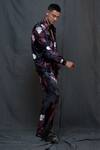 Buy_Vikram Bajaj_Black Silk Velvet Printed Mandal Floral Bomber Jacket And Pant Set _at_Aza_Fashions