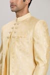 Shop_Arihant Rai Sinha_Yellow Art Silk Embroidery Floral Motif Pattern Sherwani Set _Online_at_Aza_Fashions