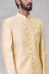 Shop_Arihant Rai Sinha_Yellow Art Silk Embroidery Floral Flower Butti Sherwani With Aligadhi Pant _Online_at_Aza_Fashions