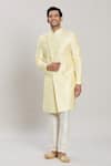 Buy_Arihant Rai Sinha_Yellow Art Silk Embroidery Trellis Sherwani With Pant _at_Aza_Fashions