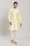 Buy_Arihant Rai Sinha_Yellow Art Silk Embroidery Trellis Sherwani With Pant _Online_at_Aza_Fashions