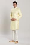 Shop_Arihant Rai Sinha_Yellow Art Silk Embroidery Trellis Sherwani With Pant _Online_at_Aza_Fashions