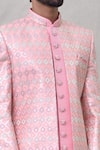 Shop_Arihant Rai Sinha_Pink Art Silk Embroidery Geometric Layered Straight Sherwani With Aligadhi Pant_Online_at_Aza_Fashions